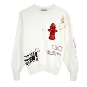 MONSE Scrapbook Patch Sweatshirt in Ivory XS